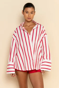 ELCE Swim Tops-PRE ORDER // REVERIE SHIRT - RED / WHITE STRIPE