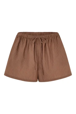ELCE Swim Selalu|Bottoms-REMI SHORT - MOCHA PINSTRIPE